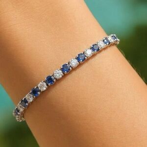 Elegant Blue and Silver Tennis Bracelet
Sterling silver